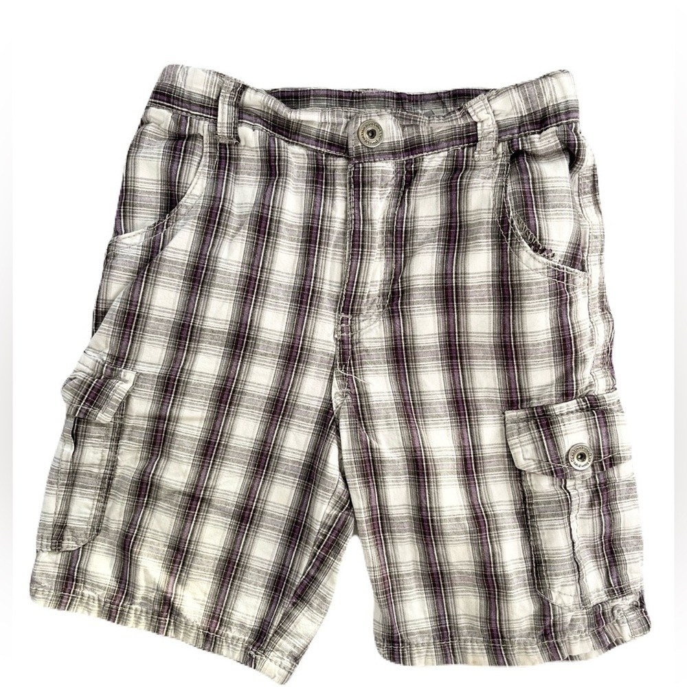Calvin Klein Black, White, & Purple Plaid Shorts